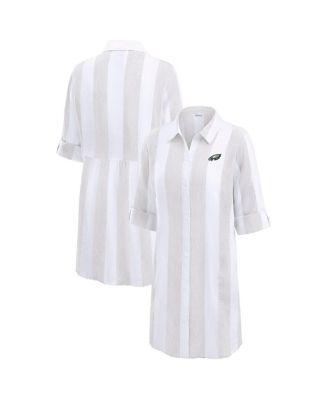 Tommy Bahama - Women's Khaki/White&nbsp;Philadelphia Eagles Rugby Beach Stripe Button-Up Tunic