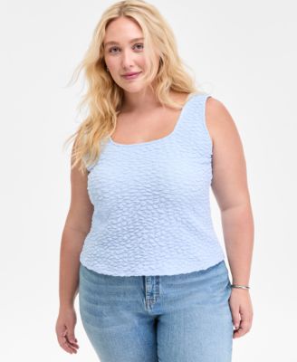On 34th - Plus Size Textured-Knit Square-Neck Sleeveless Tank