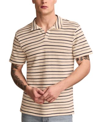 Lucky Brand - Men's Short Sleeve Waffle-Knit Striped Polo Shirt