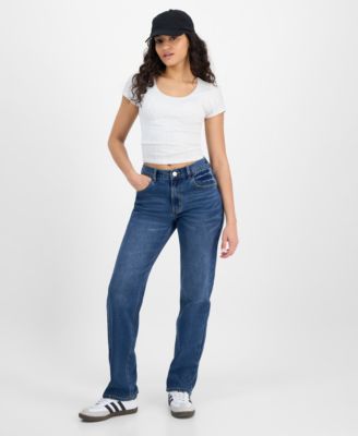 Dollhouse - Juniors' High-Rise Baggy Straight-Leg Jeans