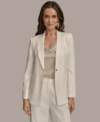 Donna Karan New York - Women's Linen-Blend Jacquard One-Button Blazer