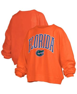 Pressbox - Women's&nbsp;Orange Florida Gators Janise Arch Over Logo Waist Length Oversized Pullover Sweatshirt