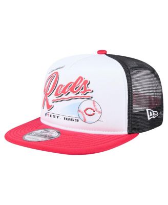 New Era - Men's White/Red Cincinnati Reds Retro Script Trucker 9FIFTY Snapback Hat