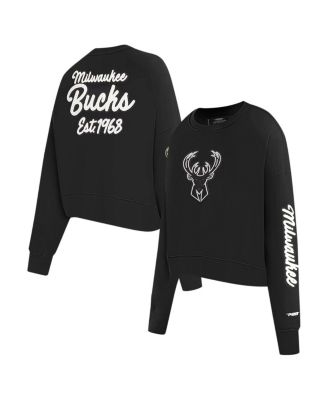 Pro Standard - Women's  Black Milwaukee Bucks Paint The City Cropped Pullover Sweatshirt
