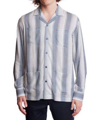 Paisley & Gray - Men's Slim Fit Long Sleeve Diamond Striped Button Front Camp Shirt