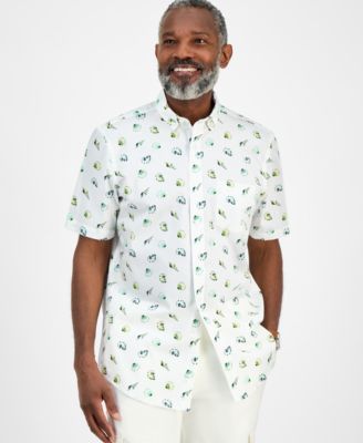 Club Room - Men's Short Sleeve Seashell Print Button-Down Shirt