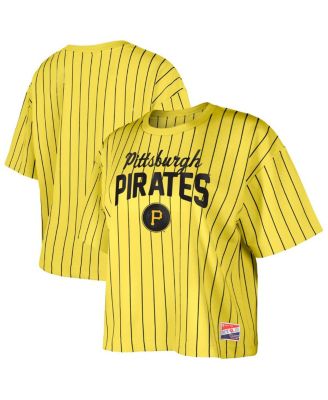 New Era - Women's Gold Pittsburgh Pirates City Connect Multiplier Pinstripe Cropped T-Shirt