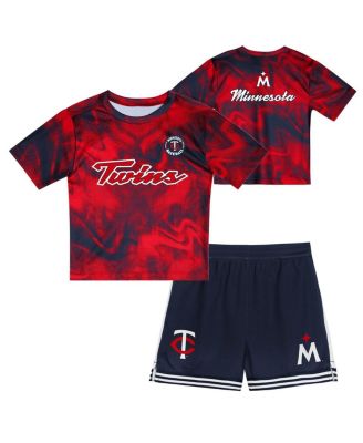 Outerstuff - Toddler Red/Navy Minnesota Twins Pinch Hitter Infielder T-Shirt Shorts Set