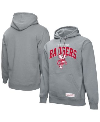 Mitchell & Ness - Men's Heather Gray Wisconsin Badgers Classic Arch Pullover Hoodie