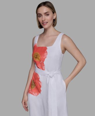 KARL LAGERFELD PARIS - Women's Linen-Blend Floral-Print Jumpsuit
