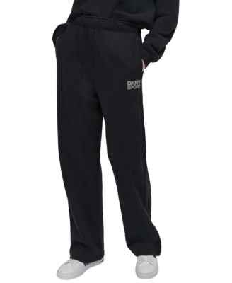 DKNY - Women's Rhinestone-Logo High-Rise Straight-Leg Pants