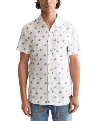 SCOTCH & SODA - Men's Printed Short Sleeve Linen Button-Front Shirt