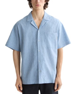 SCOTCH & SODA - Men's Relaxed Fit Short Sleeve Cross Hatch Button-Front Camp Shirt