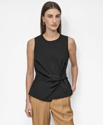 DKNY - Women's Crewneck Twist-Waist Sleeveless Top