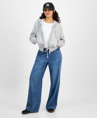 Vanilla Star - Juniors' Drawstring Wide-Leg Jeans