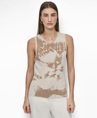 DKNY - Women's Floral-Look Knit Tank Top