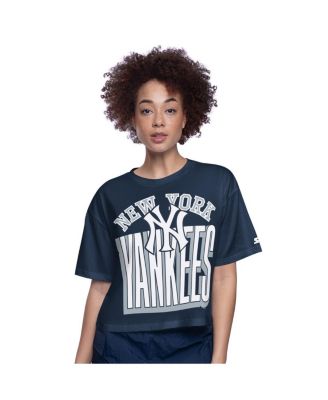 Starter - Women's Navy New York Yankees Play the Ball Boxy Cropped T-Shirt
