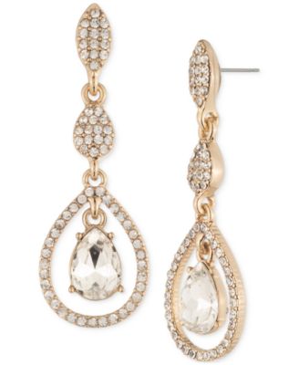Givenchy - Gold-Tone Pav&eacute; Cluster & Pear-Shape Crystal Orbital Triple-Drop Earrings