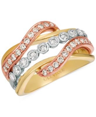 Le Vian - Nude Diamond Multirow Crossover Ring (3/4 ct. t.w.) in 14k Tricolor Gold