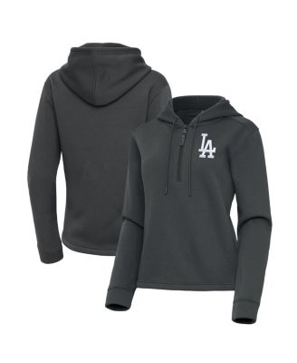 Antigua - Women's Pewter Los Angeles Dodgers Contemporary Quarter-Zip Hoodie
