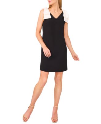 CeCe - Women's V-Neck Contrast-Bow Sleeveless Dress