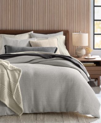 Oake - Texture Stripe 3-Pc. Duvet Set, Full/Queen