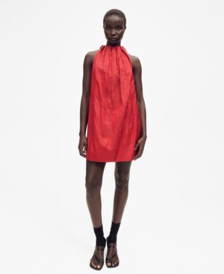 MANGO - Women's Bow Detail Halter Dress