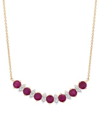 Macy's - Ruby (1-1/2 ct. t.w.) & Diamond (1/4 ct. t.w.) 17" Collar Necklace in 14k Gold