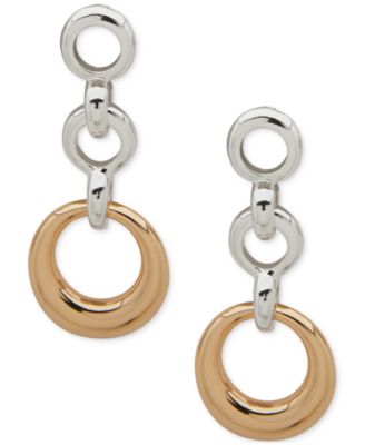 Anne Klein - Two-Tone Linked Ring Linear Drop Earrings