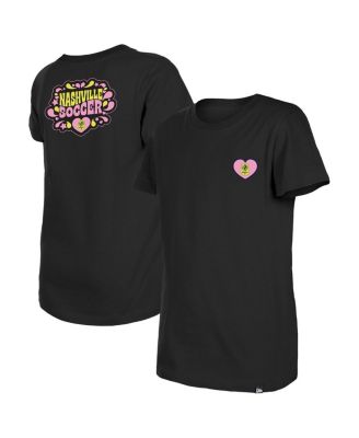 New Era - Big Girls Black Nashville SC Bubble Heart T-Shirt