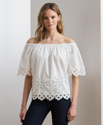 Lauren Ralph Lauren - Women's Eyelet Cotton Off-the-Shoulder Blouse