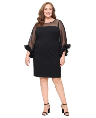 Alex Evenings - Plus Size 3/4-Sleeve Crepe A-Line Dress