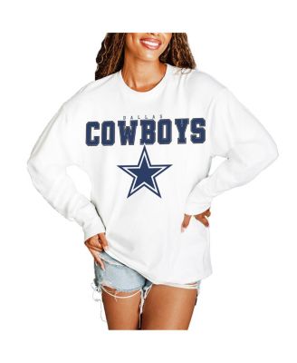 Gameday Couture - Women's White Dallas Cowboys Big Goals Oversized Long Sleeve T-Shirt