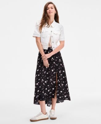 On 34th - Women's Floral High-Low Midi Skirt