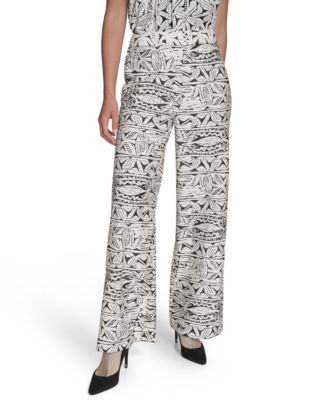 Halston - Women's Printed High-Rise Wide-Leg Pants