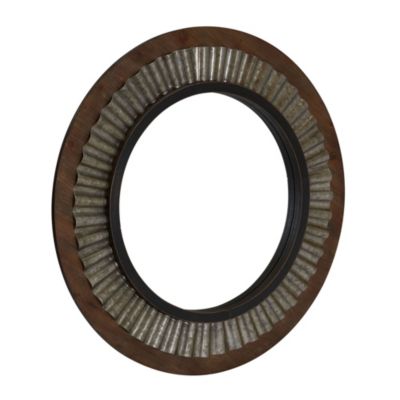 Household Essentials - Wood Framed Sunburst Metal Mirror