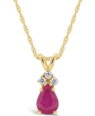 Macy's - Ruby (1/2 ct. t.w.) and Diamond Accent Pendant Necklace in 14k Yellow Gold (Also in Sapphire & Emerald)