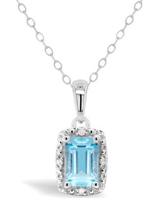 Macy's - Gemstone and Diamond Accent Pendant Necklace in Sterling Silver