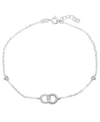 Giani Bernini - Cubic Zirconia Pav&eacute; Interlocking  Circles Ankle Bracelet in Sterling Silver or Two Tone Sterling Silver & 18K Gold-Plated Sterling Silver