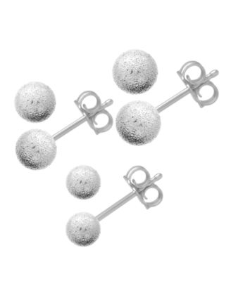 Essentials - 3 Piece Textured Ball Stud Set in Fine Silver Plate