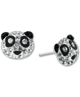 Giani Bernini - Crystal Panda Stud Earrings in Sterling Silver,
