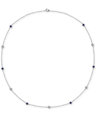 Macy's - Emerald (3/4 ct. t.w.) & White Sapphire (3/8 ct. t.w.) 17" Collar Necklace in Sterling Silver. Also in Ruby & Sapphire