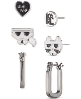 KARL LAGERFELD PARIS - 3-Pc. Silver-Tone Earrings Set