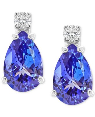 Macy's - Tanzanite (3/4 ct. t.w.) & Diamond Accent Stud Earrings in 14k White Gold