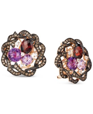 Le Vian - Multi-Gemstone Cluster Braided Halo Leverback Earrings (16-3/8 ct. t.w.) in 14k Rose Gold
