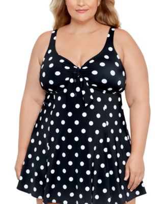 Swim Solutions - Plus Size Tummy Control Bow Front Swimdress