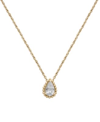 Macy's - Diamond Pear Solitaire Pendant Necklace (1/4 ct. t.w.) in 14k Gold, 16" + 2" extender