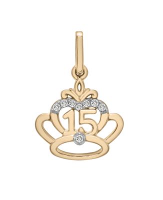 Wrapped - Diamond Quinceanera Charm Pendant (1/20 ct. t.w.) in 10k Gold