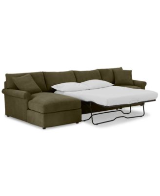 Furniture - 3-Pc. Fabric Sectional Chaise Sleeper Sofa