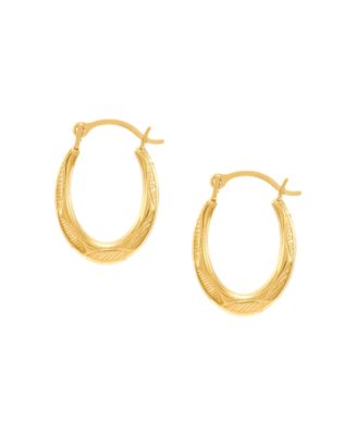 Macy's - Patterned Extra Small Oval Huggie Hoop Earrings in 10k Gold